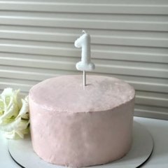 Свеча декоративная Цифра "1" Воздушный шарик Белый с блёстками 