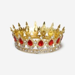 Топпер декоративный "Корона с камнями" Золото/Красный 12 см 