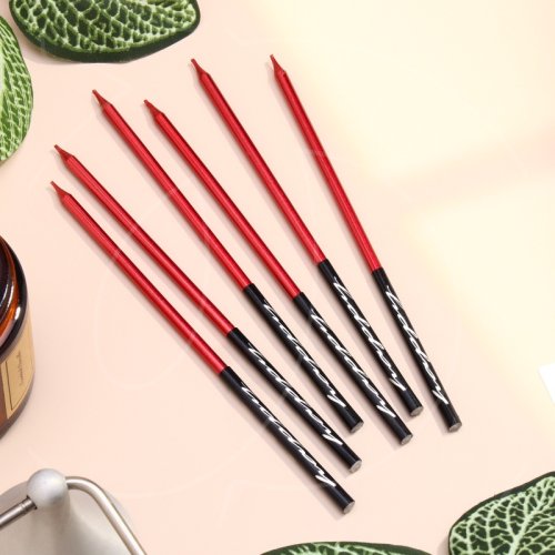 Свечи декоративные Красный с чёрным 14,5 см 6 шт 5122208