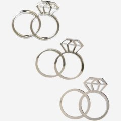 Набор топперов декоративных акриловых "Свадебные кольца" Серебро 3 шт 