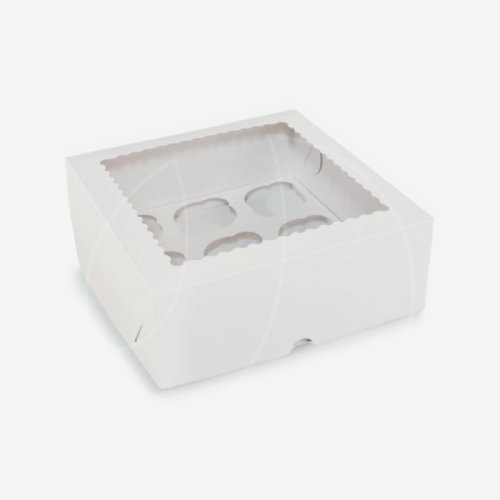 Коробка на 9 капкейков с фигурным окном белая 