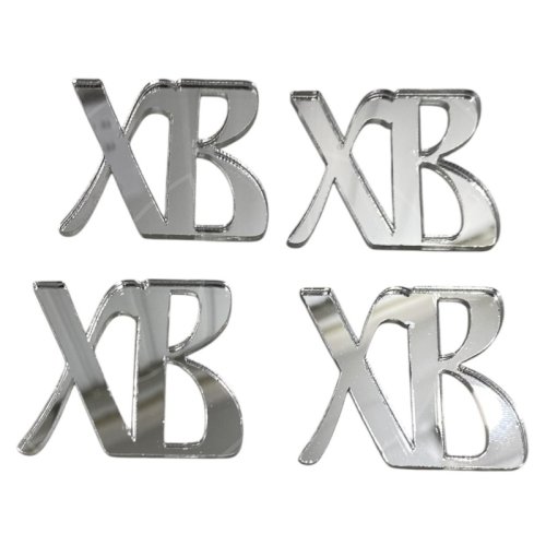 Набор топперов декоративных акриловых "ХВ" Серебро 4х3,5 см 4 шт 