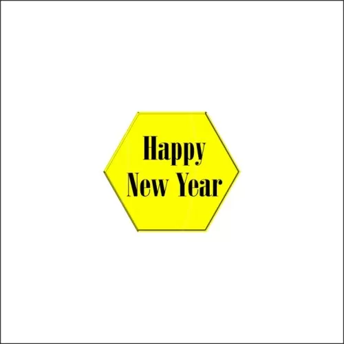Набор топперов декоративных акриловых "Happy New Year. Шестигранник" Золото 4х3,5 см 5 шт ТСК237